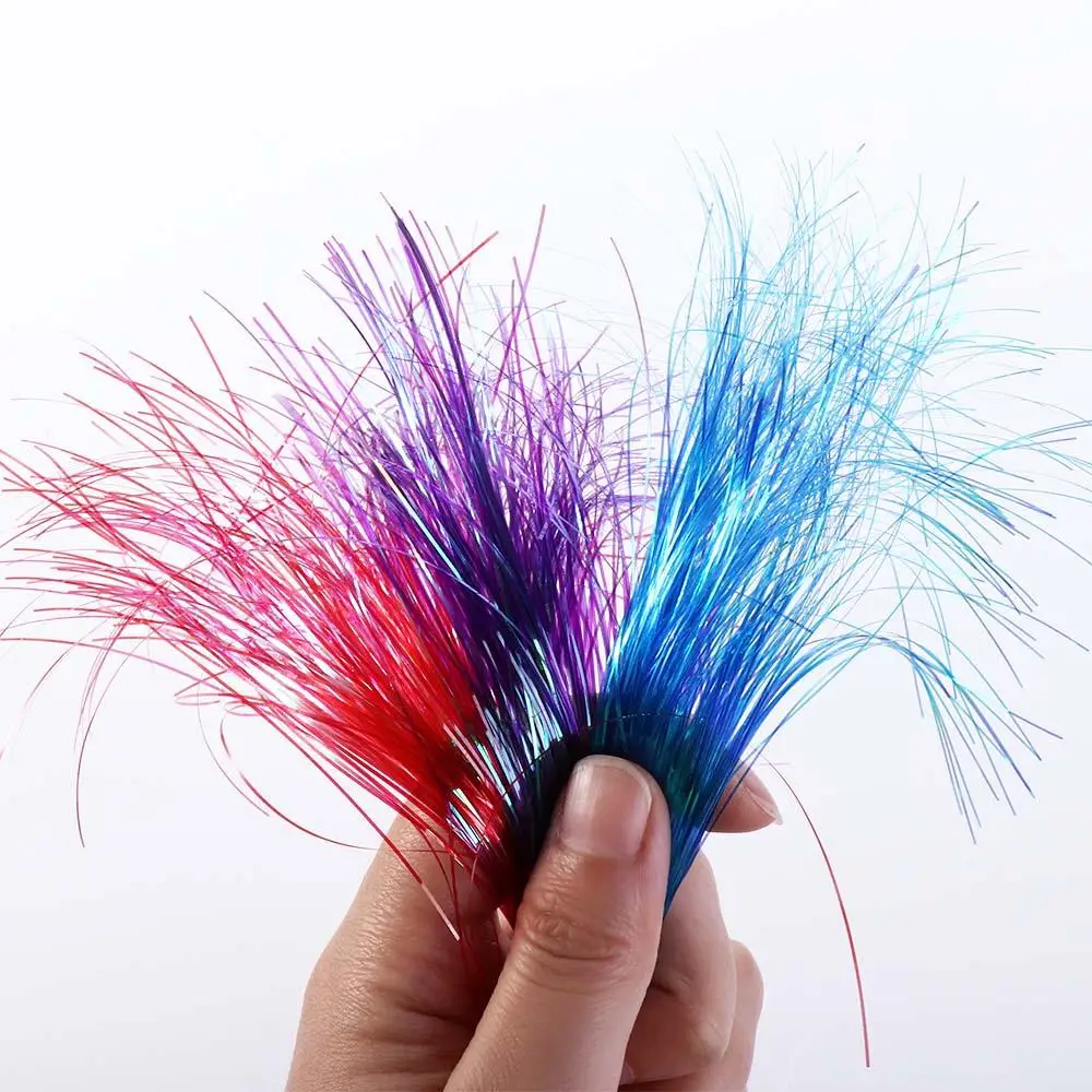 400-500 Strands Fly Fishing Tinsel Assist Hooks Shinning Film Line DIY Fishing Jig Hook Streamer Flies Fishing Lure