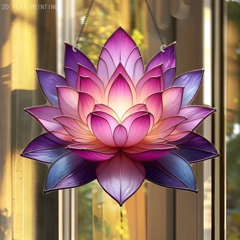 Acrylic 2D Lotus Sun Catcher Window Hanging 1