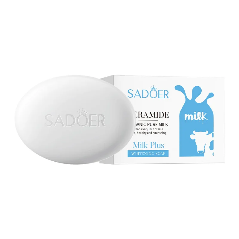 SADOER Milk Facial Soap Face Wash Foam Facial Cleanser Body Universal Moisturizing Brightening Handmade Face Soap Skin Care 6