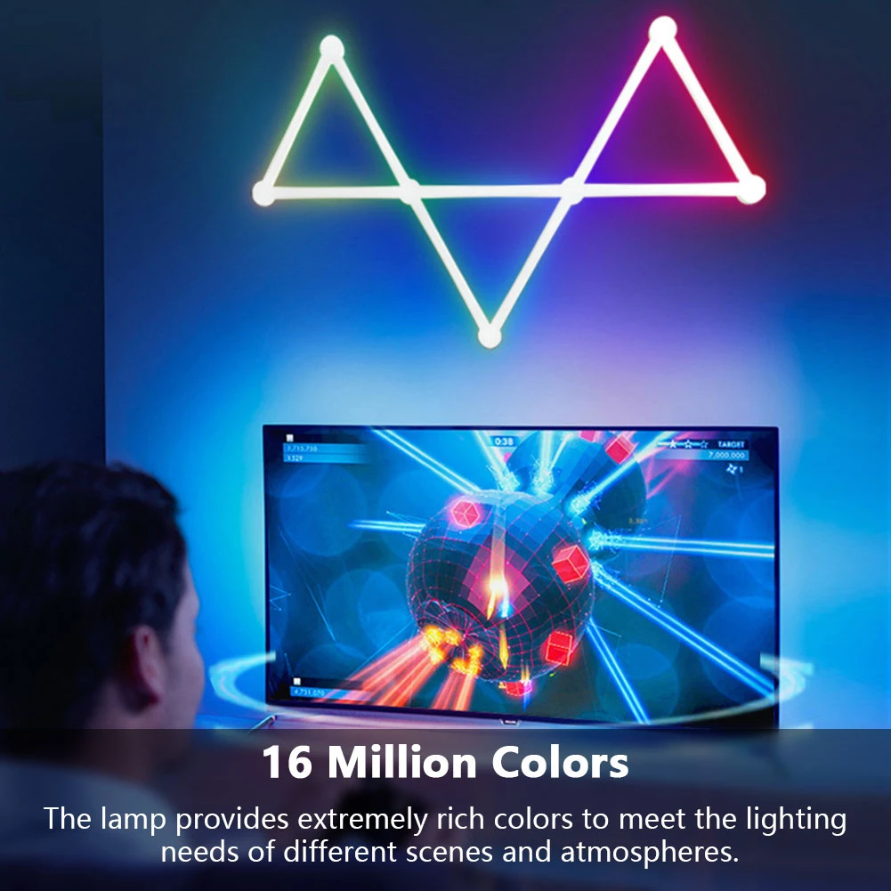 DIY 분위기 야간 조명 앱 제어 RGB 스마트 벽 조명, 음악 동기화 TV 백라이트, 거실 침실 게임 룸 장식