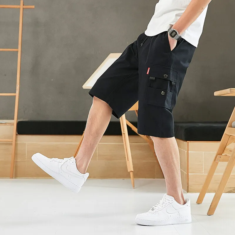 Summer Elegant Fashion Harajuku Slim Fit Male Clothes Loose All Match Sport Casual Shorts Korean Version Straight Leg Shorts