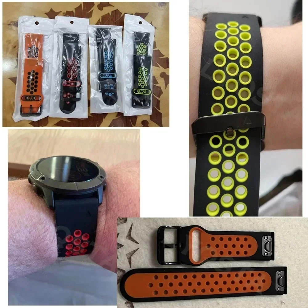 Two-Tone Sports Silicone Quick Release Watch Strap - 22/26mm Adjustable Wristband Bracelet