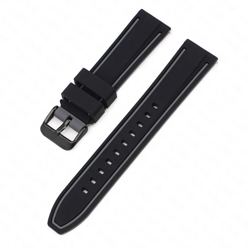 Universal Double Color Waterproof Sport Silicone Watch Strap, Quick Release Rubber Band, Unisex Bracelet