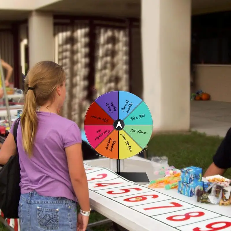 Prize Wheel 8 Slots Heavy Duty Editable Spin Wheel Color Roulette Game Spinner Tabletop Prize for Carnivals