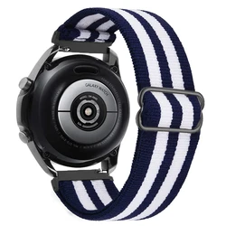 Premium Nylon Loop Band - Elastic Bracelet Strap (20mm/22mm) for 22mm (Stripe blue white)