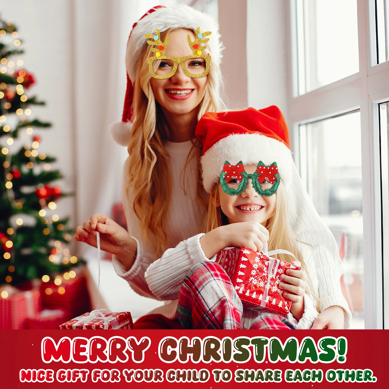 18 PCS Christmas Headbands And Glasses Frames Christmas Hat Set Headbands Hat Party Glasses Frames