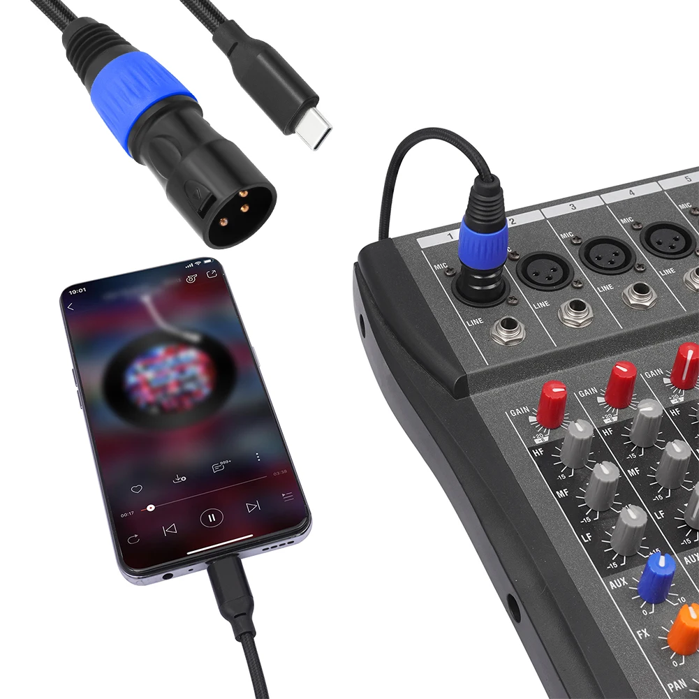 Premium USB-C to XLR Male Audio Cable for Amplifiers, Speakers, and Mixers