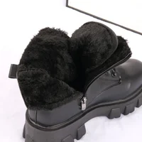 Booties 2025 New Korean Style Fleece-Lined Autumn Winter High-Top Cotton Shoes Women's Boots High Heel Mid-Calf Bootsins - Image 5