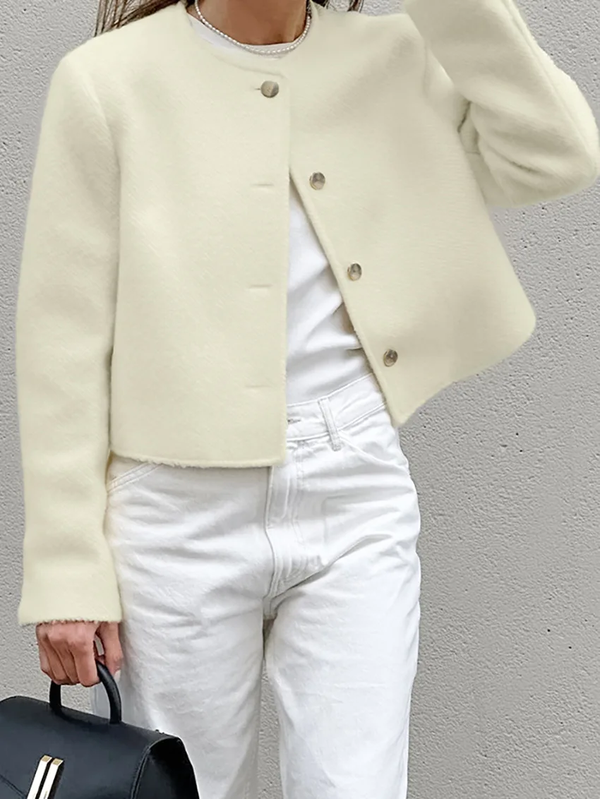 Casual Fashion Long Sleeve Cardigan Coat For Women Patchwork Elegant Slim Solid Cropped Top Streetwear Women's Outwear New