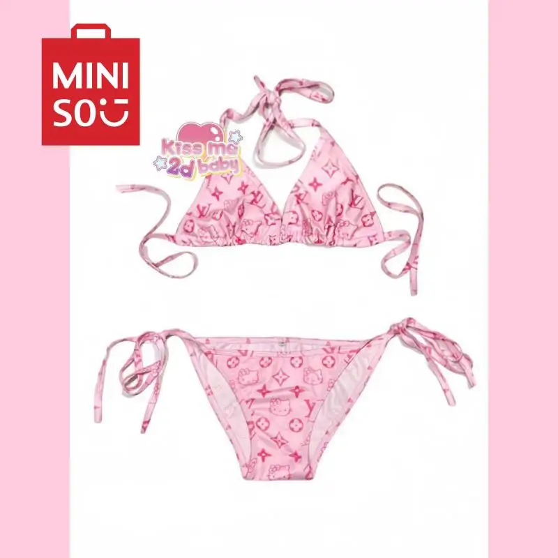 

Hello Kitty Bikini Swimsuit Set Kawaii Sanrio Cute Anime Y2K Summer Pool Party Beach Soft Sexy Swimsuit Spicy Girl Underwear Set