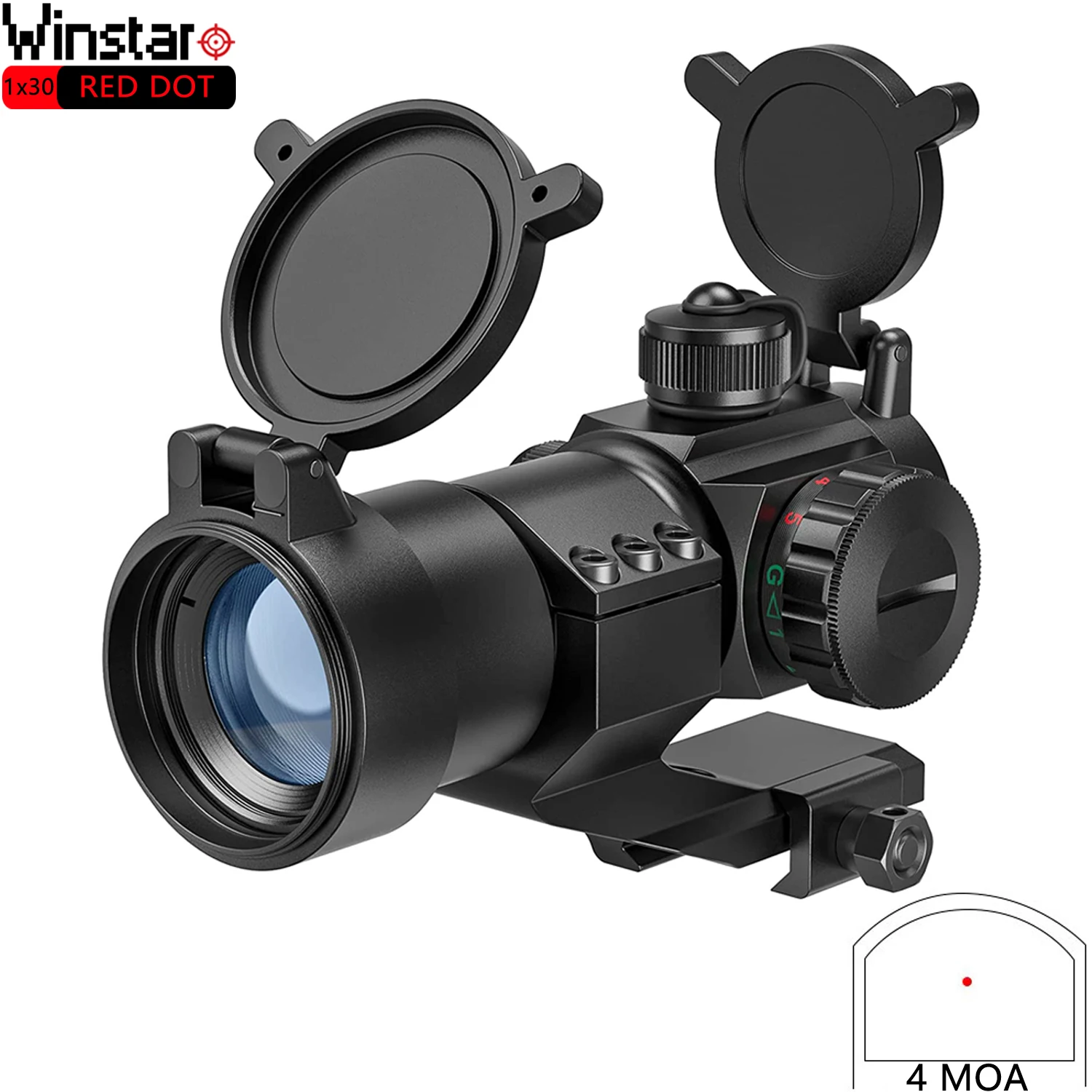 

1x30mm Red Dot Sight Tactical Gun Sight Red Green Dot Scope 4MOA Reflex Sight Hunting Rifle Scope for 20mm Cantilever Mount