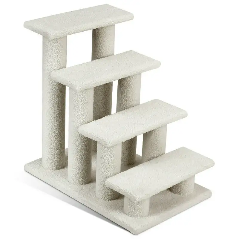 

24'' 4-Step Pet Stairs Carpeted Ladder Ramp 8 Scratching Post Cat Tree Climber