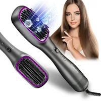 Brosse chauffante électrique Hatteker EU pour cheveux raides et bouclés, brosse à air chaud anionique pour femmes, brosse lissante chauffante 1