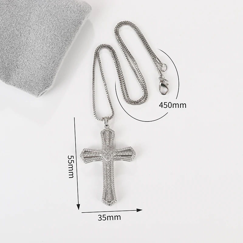 Big Zunderes-Collier pendentif croix pour femme et homme, bijoux de luxe,  rock, fête