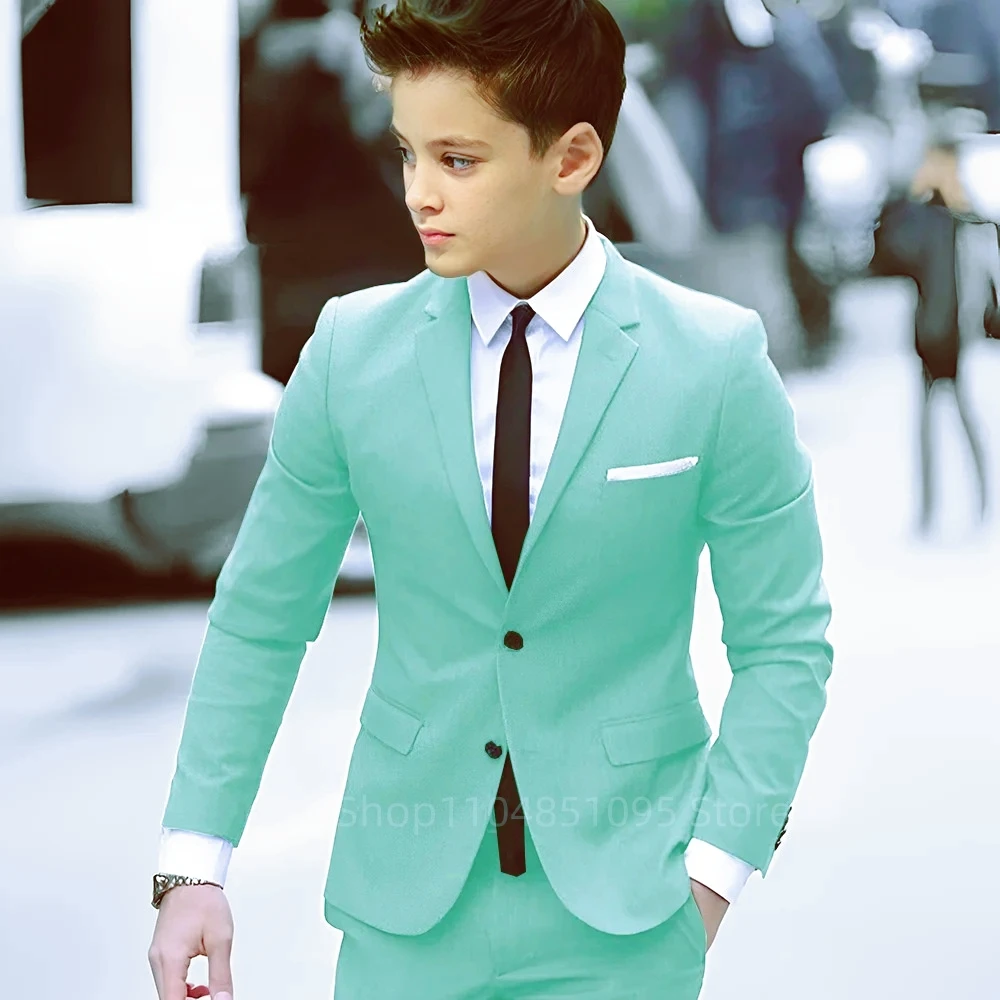 Boys Formal Suit Classic Notch Lapel Blazer And Pants Set for School Activities Wedding Ring Bearer Outfit 2 Pieces Kids Clothes