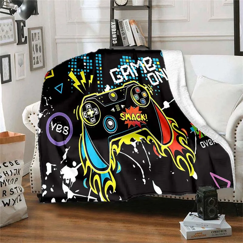

Game element printed blanket Blankets for beds Picnic blanket Air conditioning blanket Boy's blanket Customizable