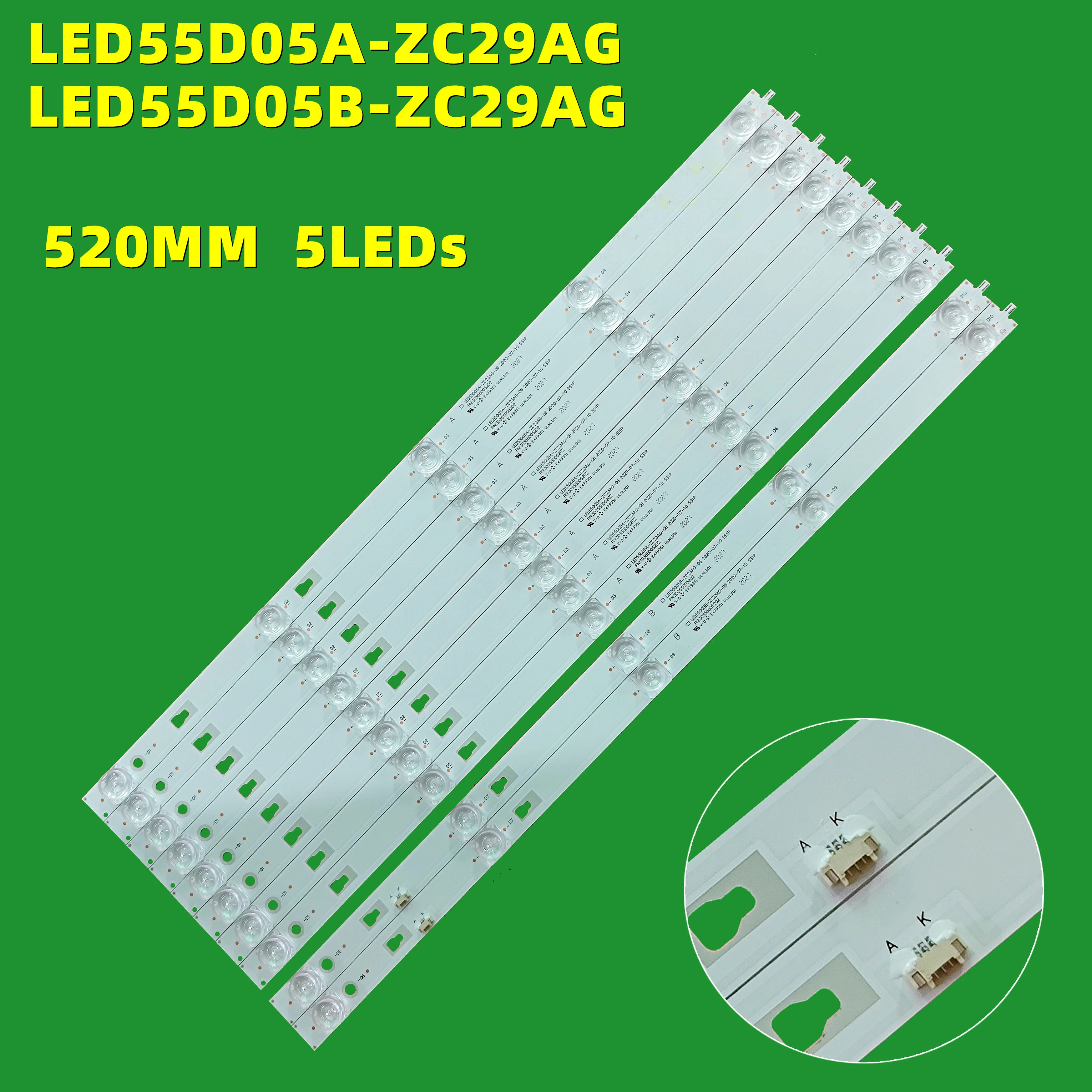 Conjunto Tira Retroiluminação Led para Led55d05a-zc29ag02 Led55d05b-zc29ag-02 Dlalu55c51 Ls55al88a81tk55zm Lc546pu1l01 Kx55 10 Peças