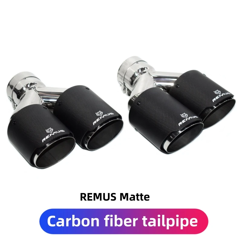 REMUS 탄소 섬유 쿼드 테일 파이프 배기 파이프 개조, 광택 매트 머플러 팁 배기 헤드에 적합