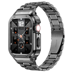 Premium Stainless Steel Watch Case and Strap with Bumper Cover - Elegant Accessories Collection - 45mm (Space gray)