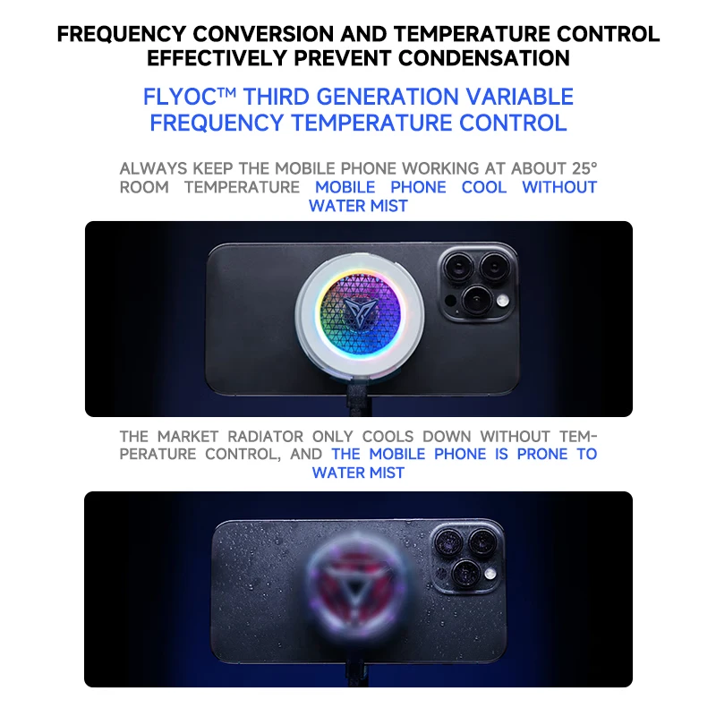 Cellphone Cooler Flydigi B7X Frequency Conversion Super Heat Dissipation Magnetic Radiator RGB For Iphone Ipad Android