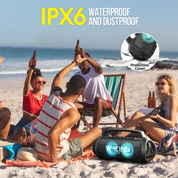 W-KING 70W RMS Bluetooth Portable Speaker,  Speaker Wireless Loud IPX6 Waterproof Bluetooth Speakers with Subwoofer/Bass Boost 5