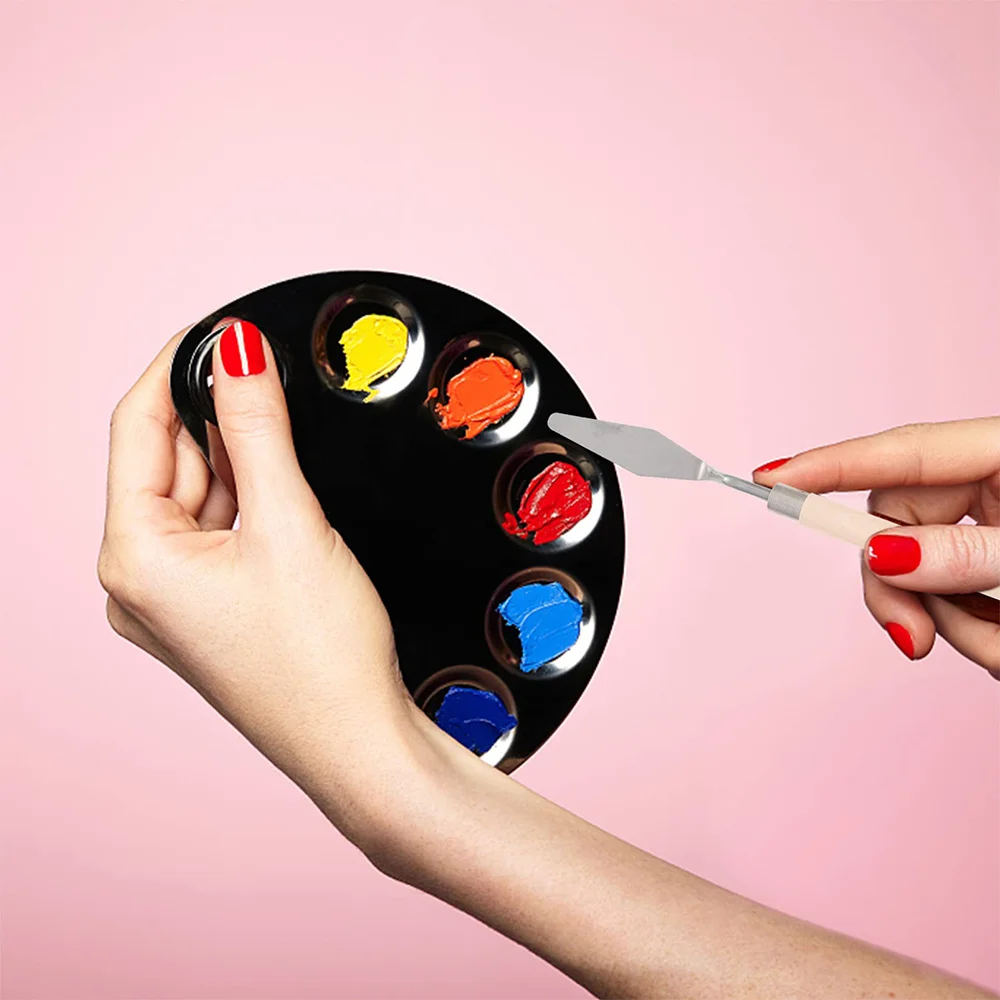 7Pcs Cake Palette Knife for Baking Mini Oil Spatula Art Small Clay Tools for Decorating/Design Plastic Wooden Handle 1023413 - Image 6