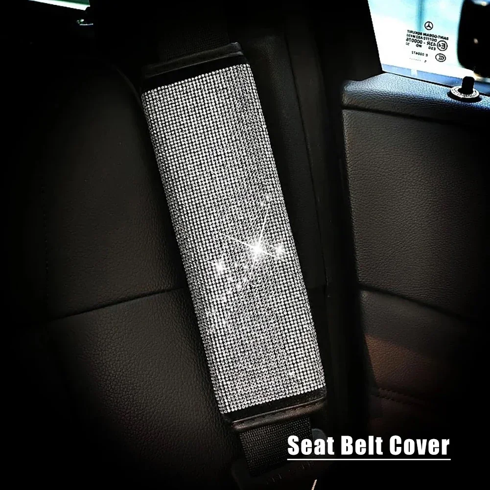 Crystal Car Gear Shift Collar Cover Hand Brake Cover Car Seat Safety Belt Bling Rhinestones Auto Interior Accessories 1PC