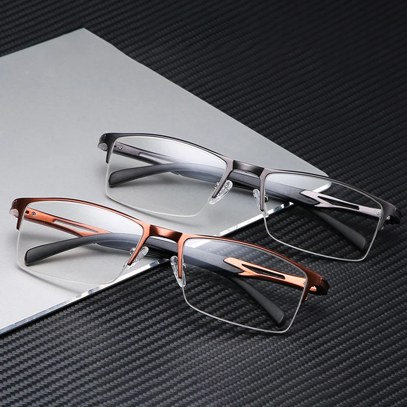 

Fashion NEW Blue Light Blocking Glasses Frame Half Rimless Optical Eyeglasses Frame Prescription Eyewear Semi-Rimless Men Specs