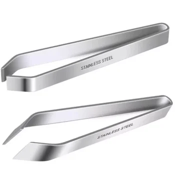 Pinzette per lische di pesce Pinzette piatte e inclinate in acciaio inossidabile Strumenti per rimuovere pinze (4,6") Gadget da cucina Strumenti per frutti di mare 1