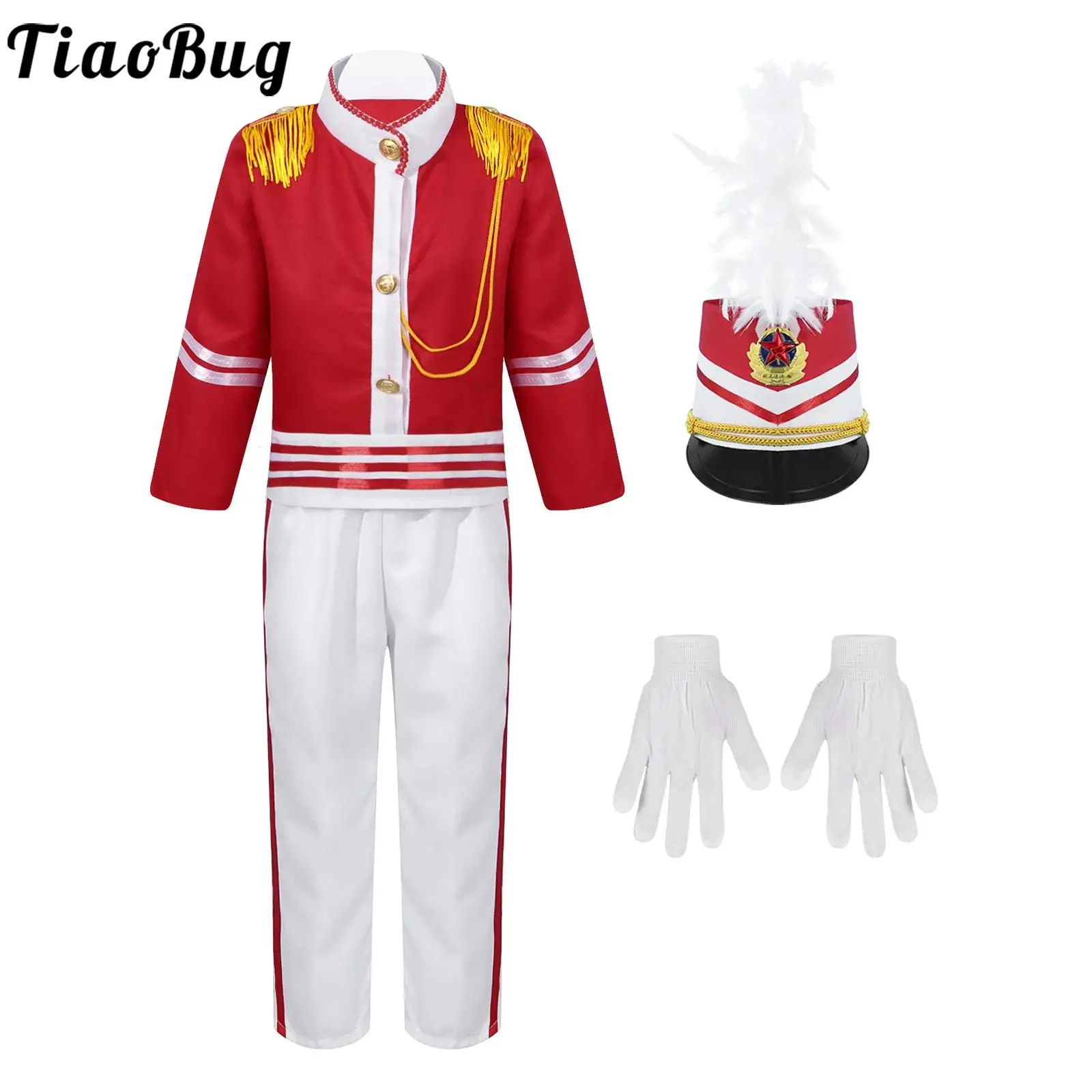 

America Drum Costume Kids Girls Boys British Royal Guard Costume Queen Prince Guard Military Uniform Dress Up Marching Band Suit