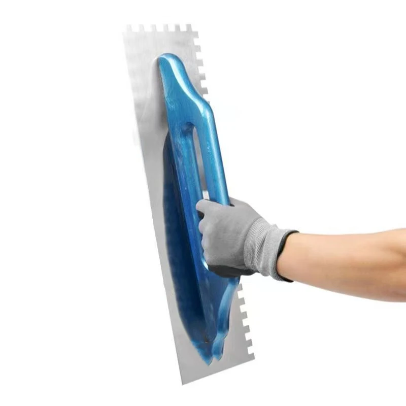 Ceramic Tile Trowel with Wood Handle 15mm Serrated Trowel Floor and Wall Leveling Slot Bricklayer Tiling Tool 48cm bricklaying trowel