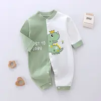 Newborn Clothes Infant Girls Cartoon Print Crewneck Bodysuit Toddler New Design Cotton Soft Color Blocking Long Sleeved Romper 6