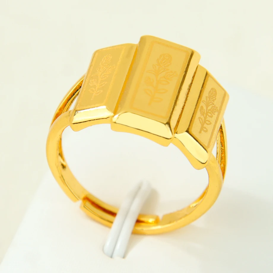 Arabische Mode Gold Ringe 24k vergoldet Dubai geometrische Zirkonia exquisite Ring italienische Frauen Event Party Schmuck – Detail 12