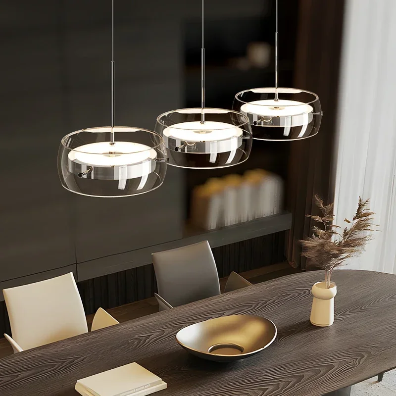 LED Modern Minimalist Dining Table Light Glass Restaurant Pendant Light Single Head Three Head Restaurant Light Indoor Lighting