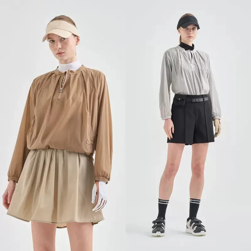 

Golf Clothing Women's 2024 Autumn New Sports Sunscreen Ball Suit Half Zipper Round Neck Thin Long sleeved Top