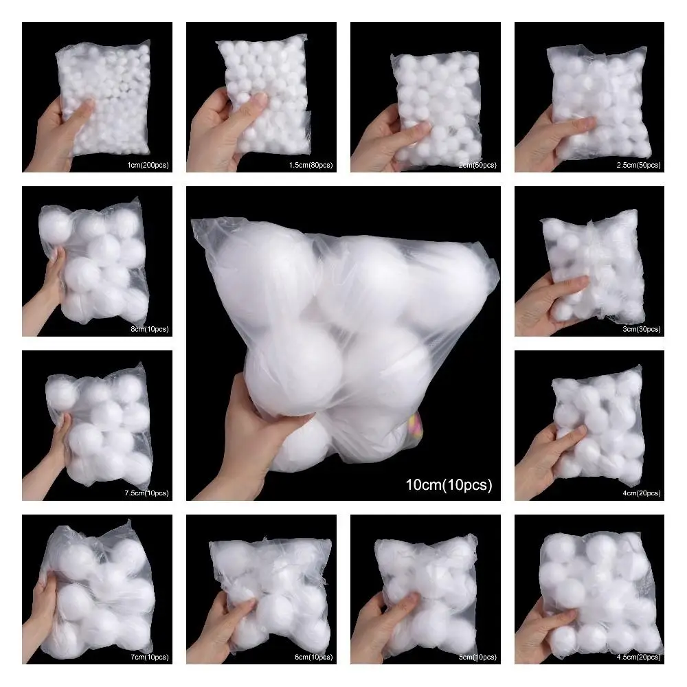 1cm 1.5cm 2cm 2.5cm 3cm 4cm white foam Round balls Mini Polystyrene Styrofoam craft Decoration Christmas balls styrofoam balls foam balls