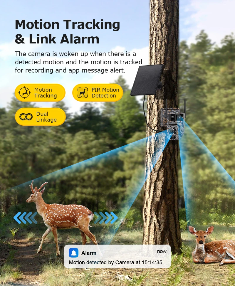 6K 12MP 4G Solar Hunting Trail Camera 60X ZOOM Wireless Outdoor Wildlife Camera