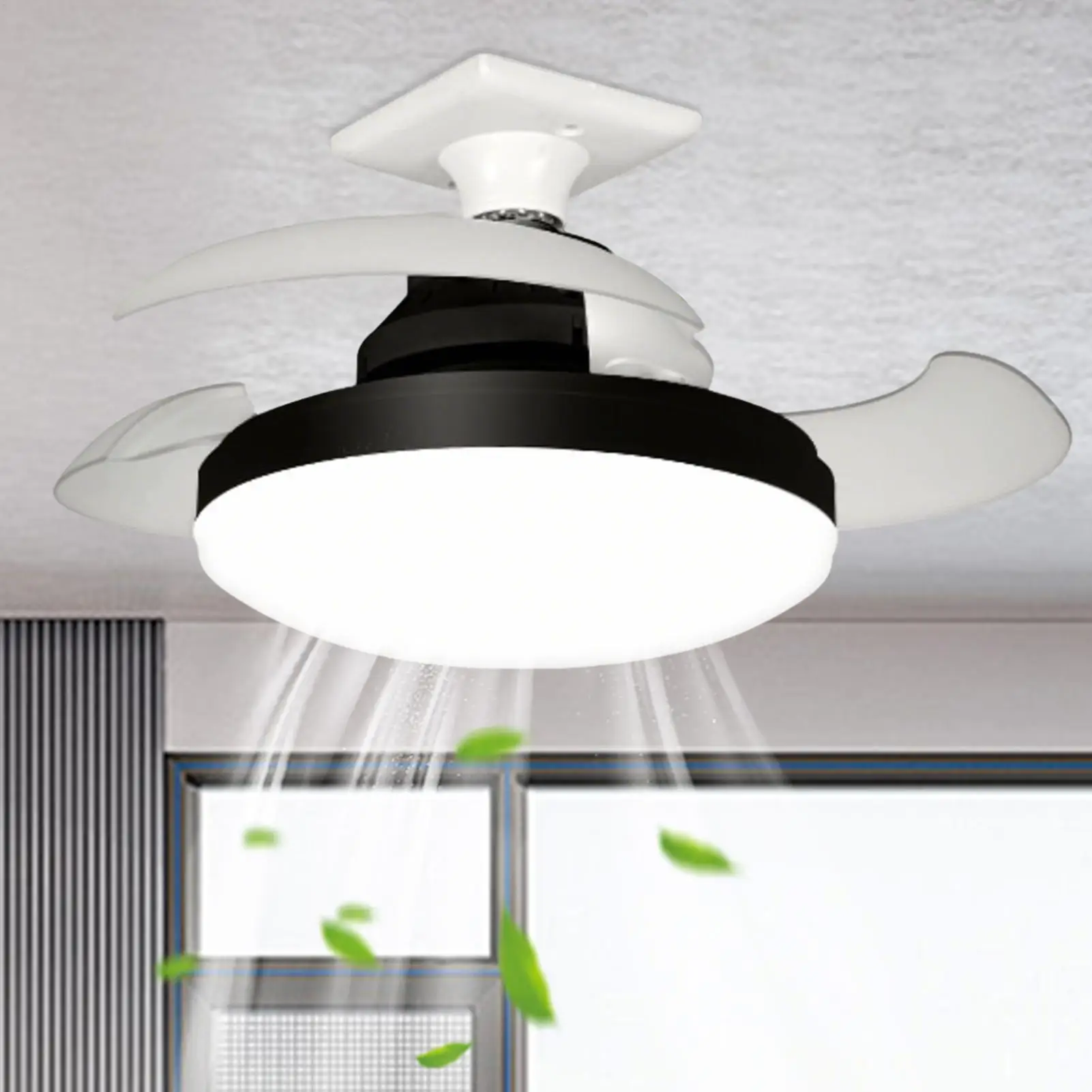 Ceiling Fan with Lights Remote Control Retractable Ceiling Fan Multi-Functional Noiseless Blower Space-Saving Device for Living