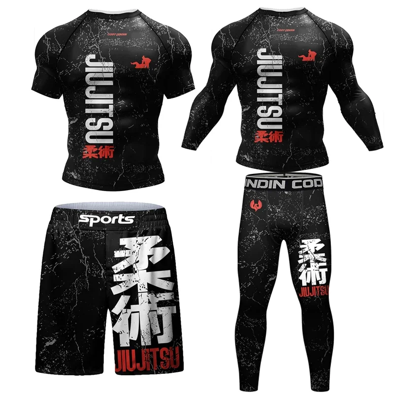 Kmono Ju Jtsu Rashguard Para Homens, Camsa E Calças MMA, Muay Tha