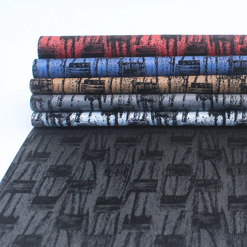 New 0.75mm Patterned PU Leather Artificial Cotton Flocking Base Printing Artificial Leather For Handbag Shoe Material