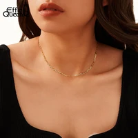 Effie Queen 925 Sterling Silver Chopin, Paperclip, Bamboo Link Chain Choker For Men Unisex Design Collares Basic Necklace SC82 2