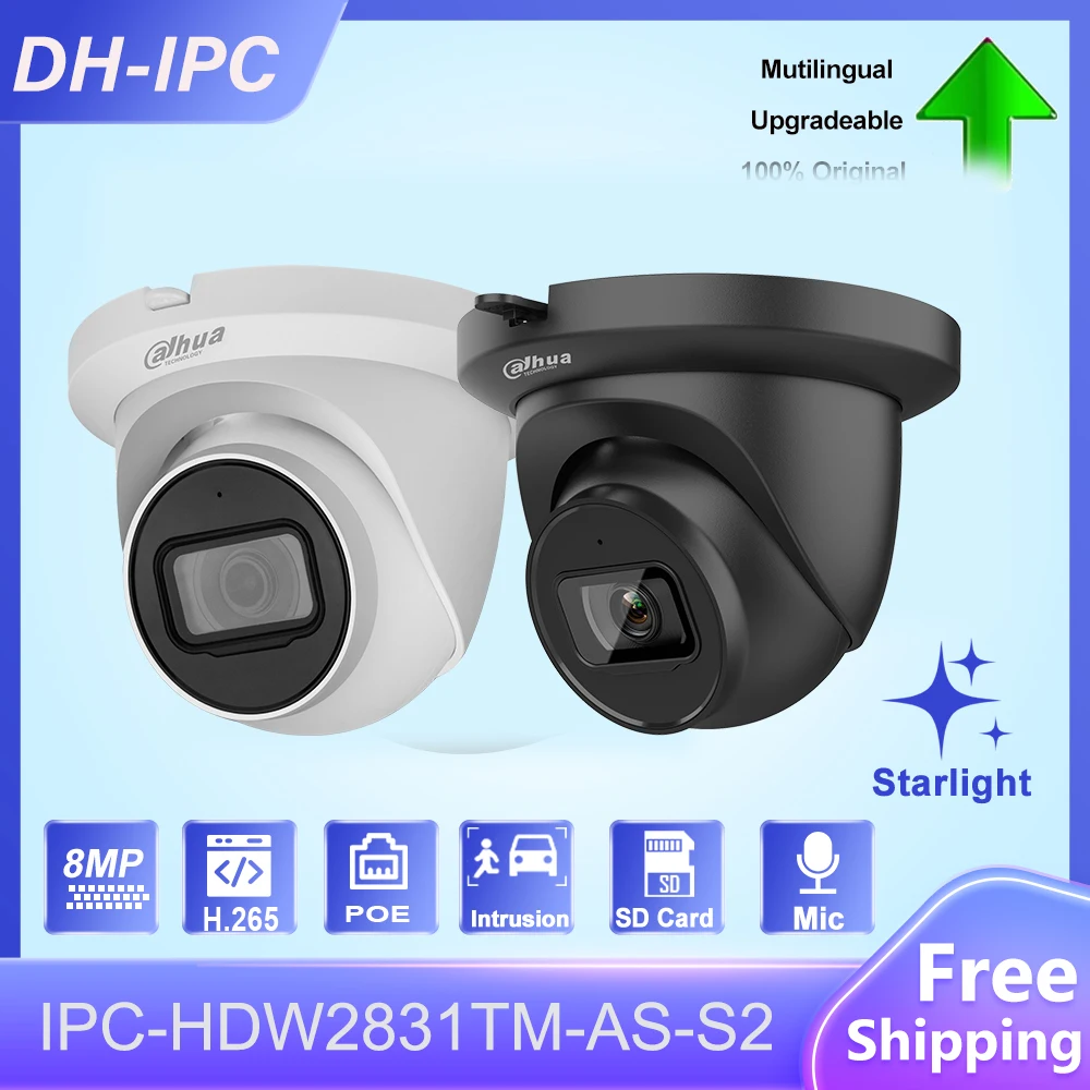 

Dahua 4K 8MP Starlight IP Camera IPC-HDW2831TM-AS-S2 POE Built-in Mic SD Card Slot H.265+ IR30m IVS WDR IP67 Surveillance Camera