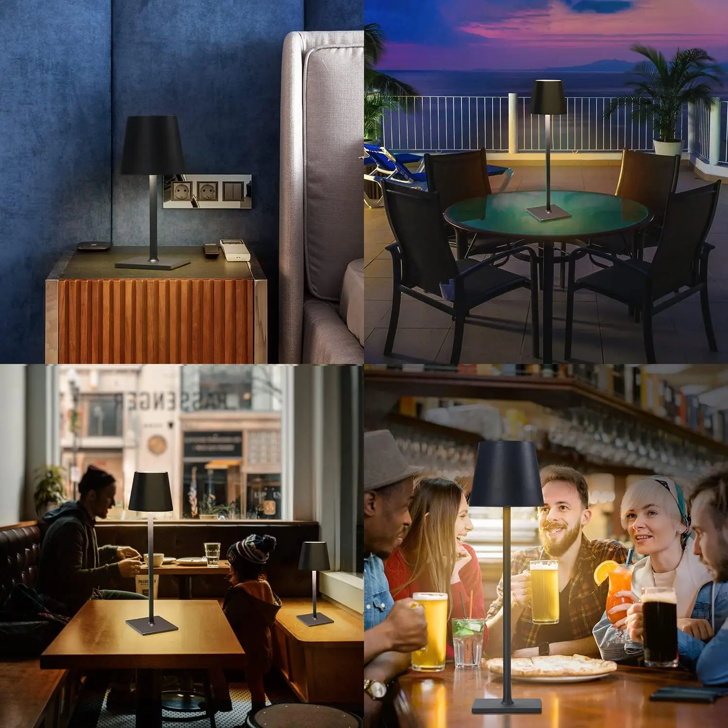 Table Lamp Cordless LED touch USB rechargeable dimmable for Bar Restaurant Atmosphere Hotel Bedroom Coffee