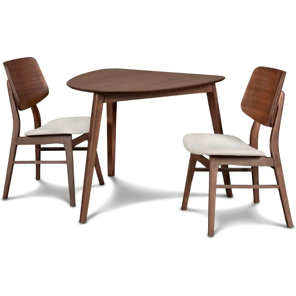 Mid-Century Modern Oscar Corner Table 3-Piece Dining Set, Walnut 6