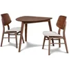 Mid-Century Modern Oscar Corner Table 3-Piece Dining Set, Walnut 6