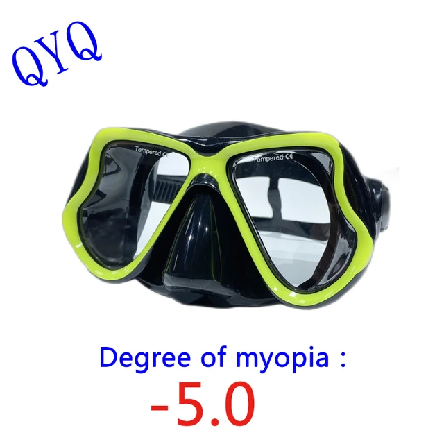 QYQ máscara de esnórquel para adultos, gafas de buceo miopes ópticas, se puede ajustar con máscara de buceo miope
