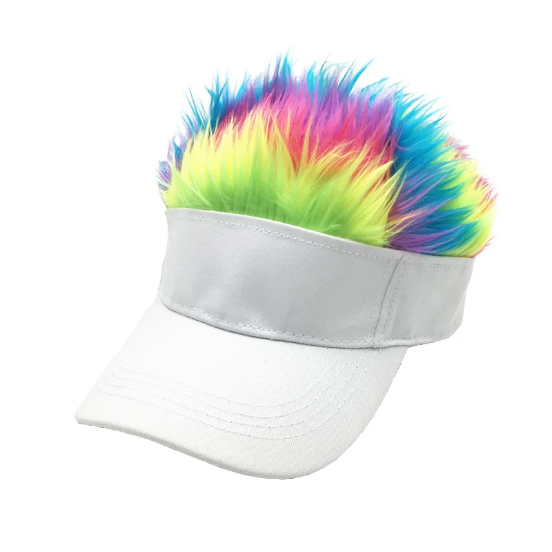 Cappello Baseball Con Parrucca Incorporata E Visiera Parasole - Stampa Mimetica, Regolabile, Unisex - Cappellino Originale Per Uomo E Donna Per Feste, Sport E Attività Outdoor - 4
