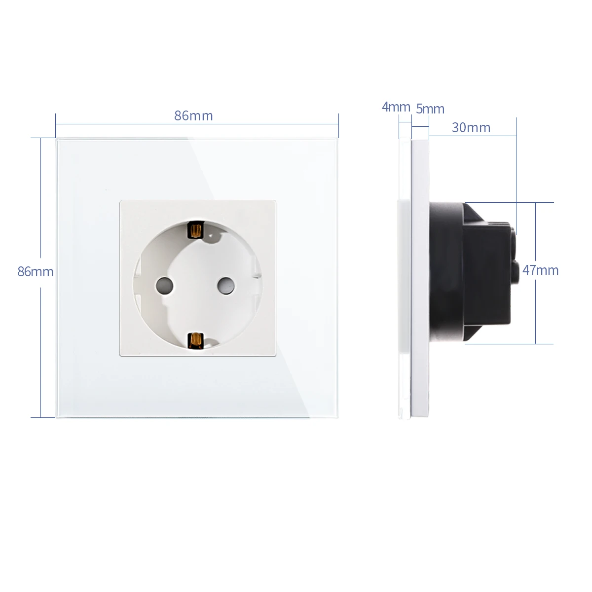 S922e401aa083456ea144f7450c1fb44ay Bingoelec Wall Socket EU Plug 16A Power Germany Socket Electrical Sockets Crystal Glass Panel 228*86mm Home Improvement