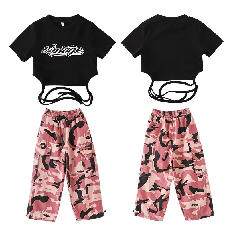 Children 'S Day Jazz Dance Costumes Girls Summer Crop Tops Camouflage Pants Outfit Hip Hop Dance Costumes Stage Performance Wear