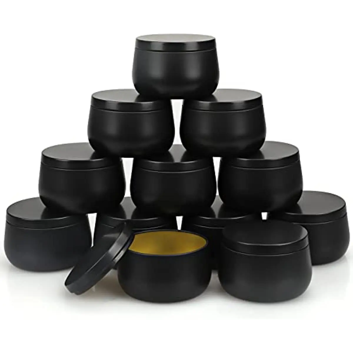 Empty Candle Tins candle making supplies candle tin set 12 Pack 8 Oz With Lid Black Metal For DIY Candle Making